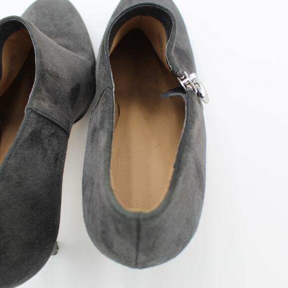 Michael Kors Booties Womens 9.5 Gray Suede High Heel Ankle Boots Zip Logo Lock - Picture 10 of 12